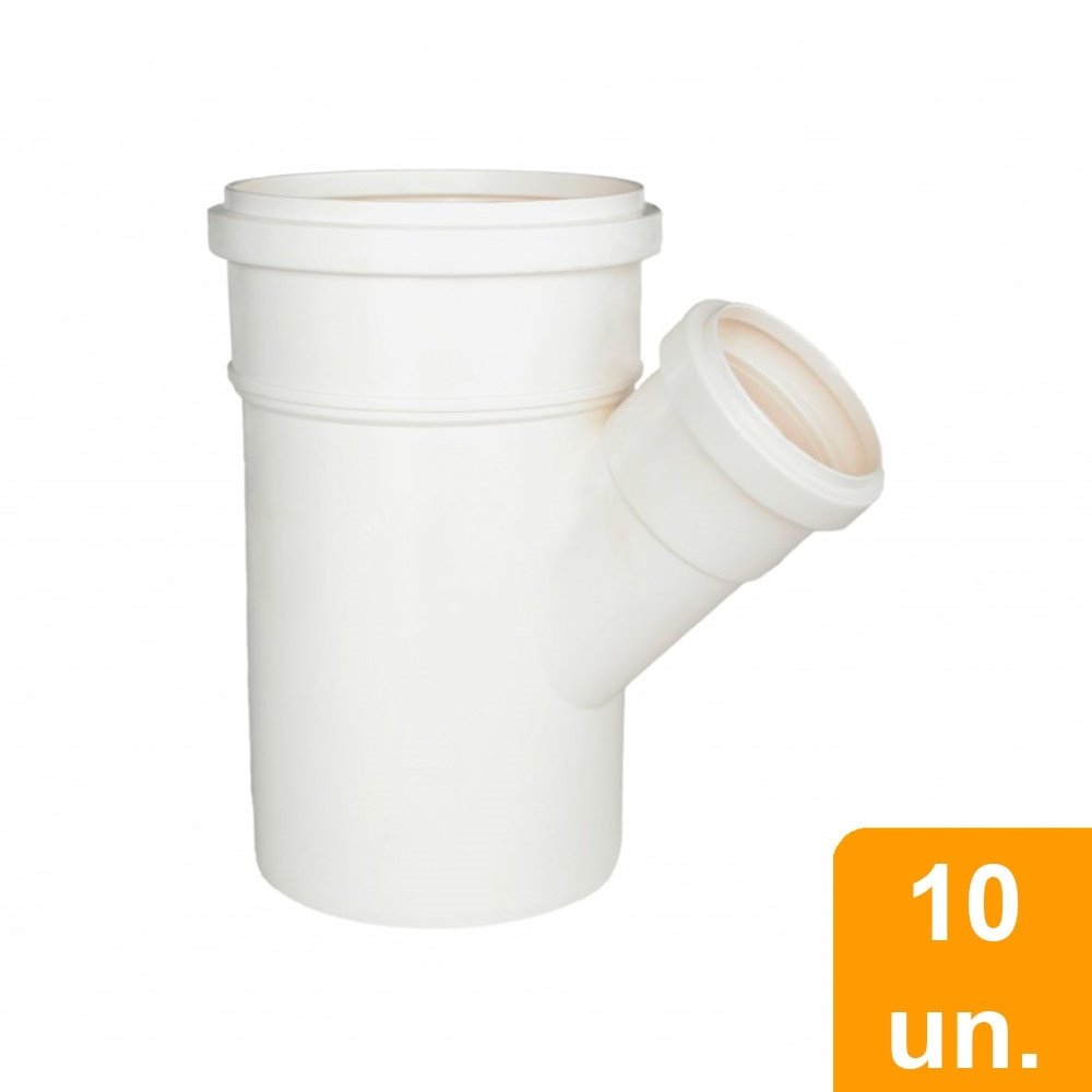 Junção Simples Esgoto Redução Plastilit 100x75mm - Embalagem com 10 Unidades