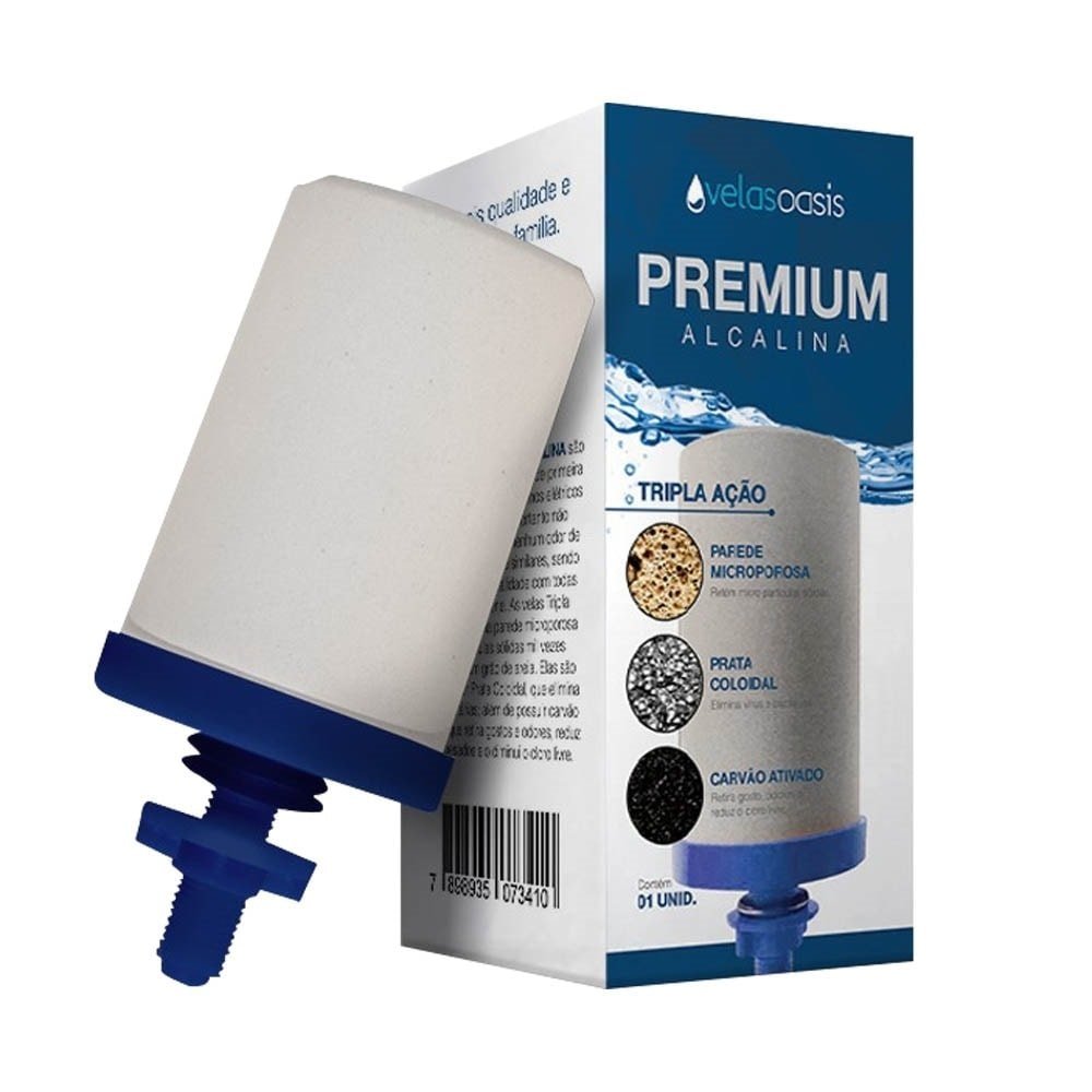 Vela para Filtro Oasis Premium Alcalina Tripla Ação - Embalagem com 12 Unidades