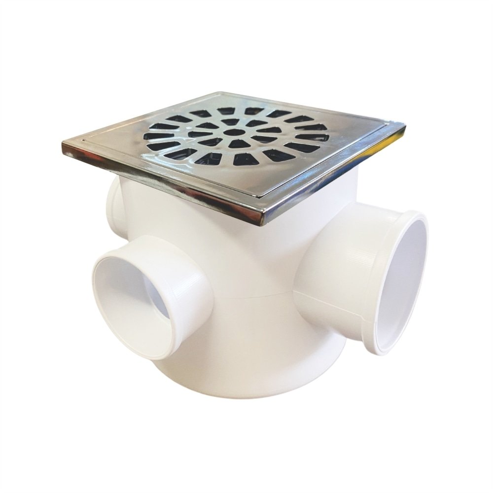 Caixa Sifonada Rebouças Grelha Quadrado 100x100x50mm Cromado
