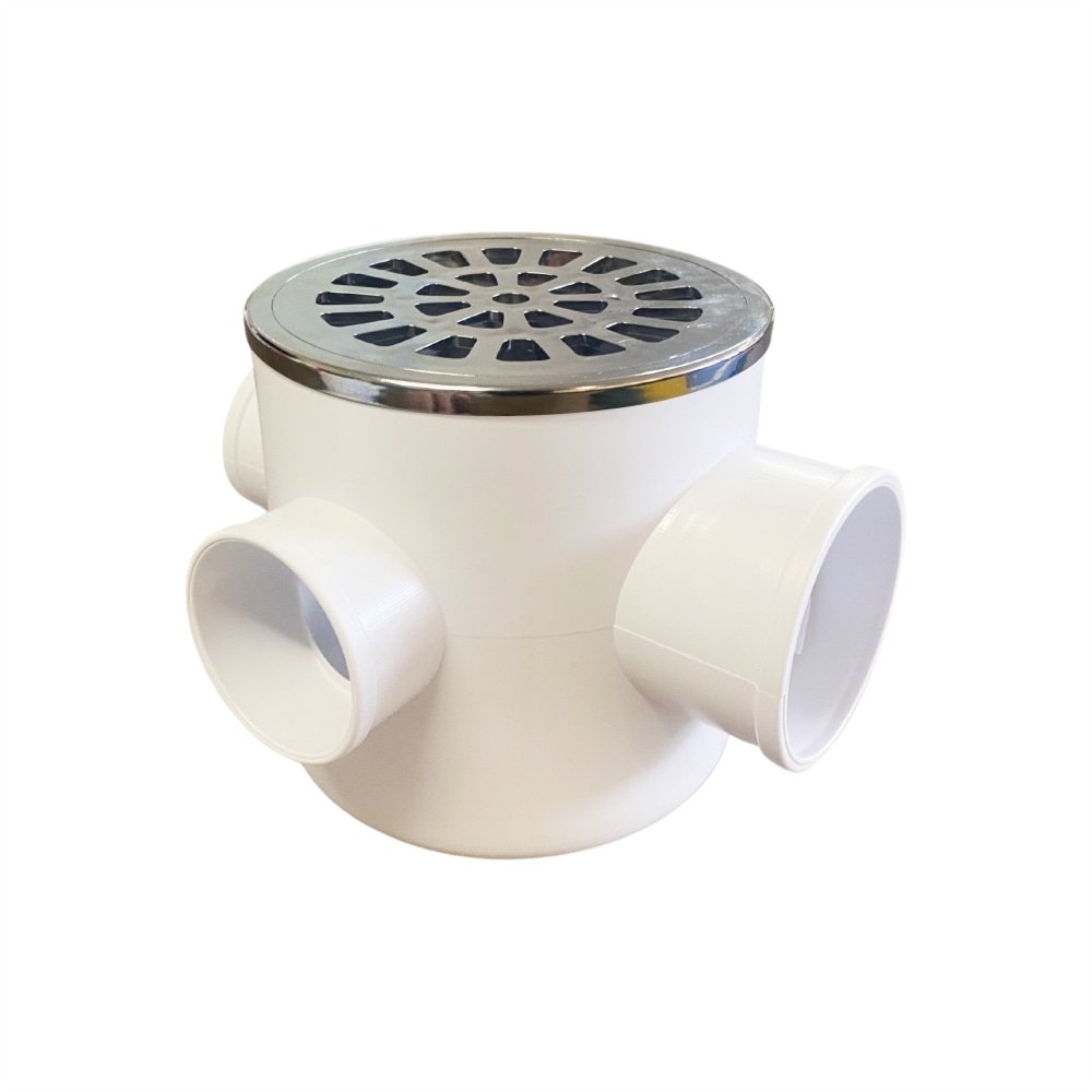 Caixa Sifonada Rebouças Grelha Redonda 100x100x50mm Cromado