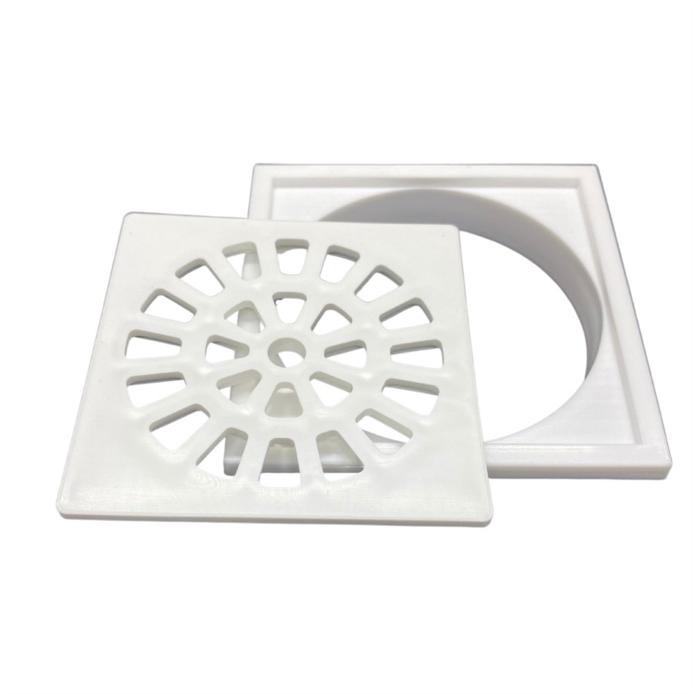 Conjunto Grelha + Porta Grelha Rebouças Quadrado 100mm Branco