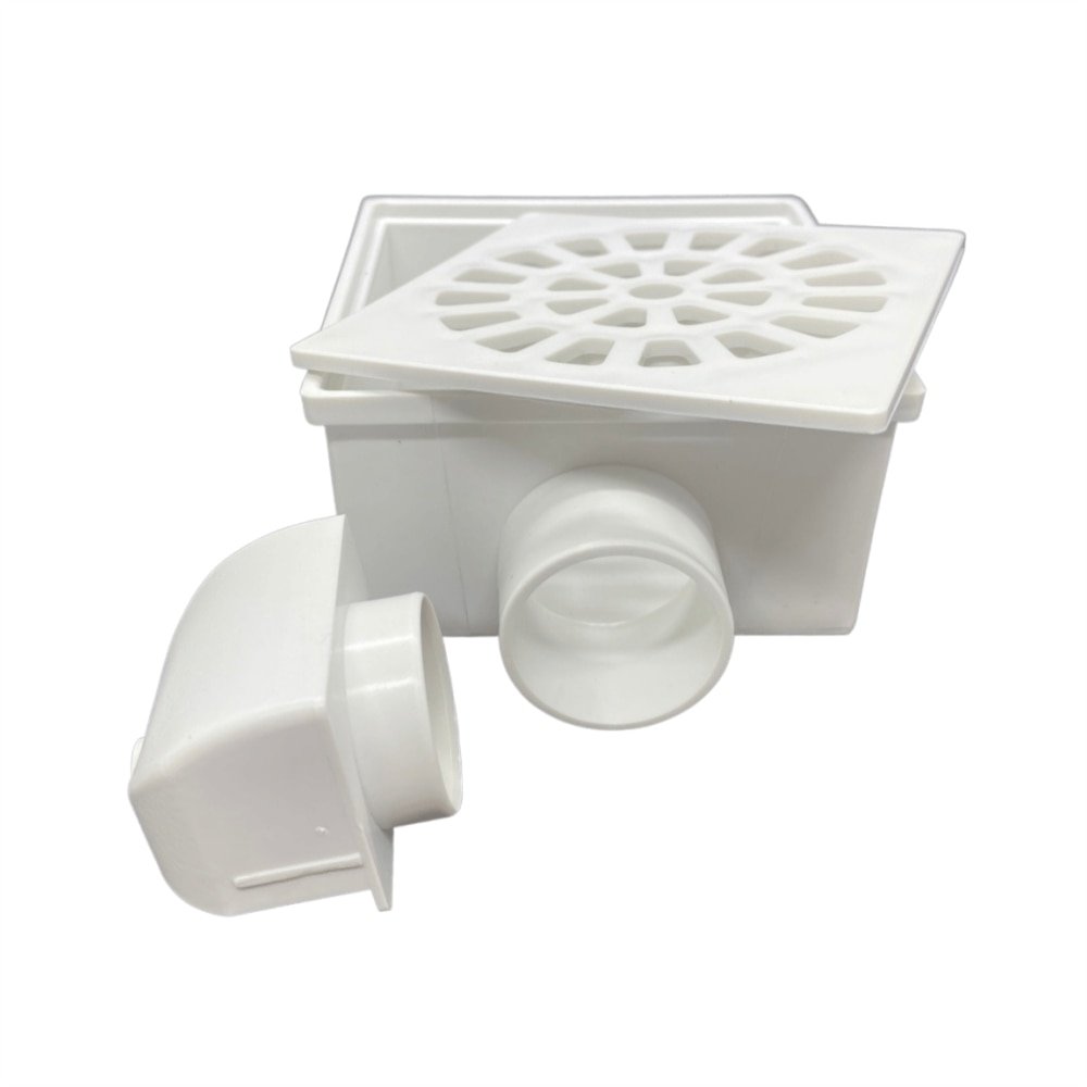 Ralo Sifonado Quadrado Rebouças 100x52x40 Saída Lateral Branco - Embalagem 12 Unidades