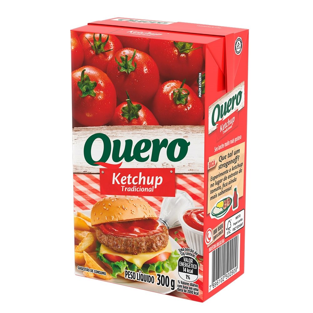 Ketchup Quero Tradicional 300g Embalagem com 24 Unidades eFácil