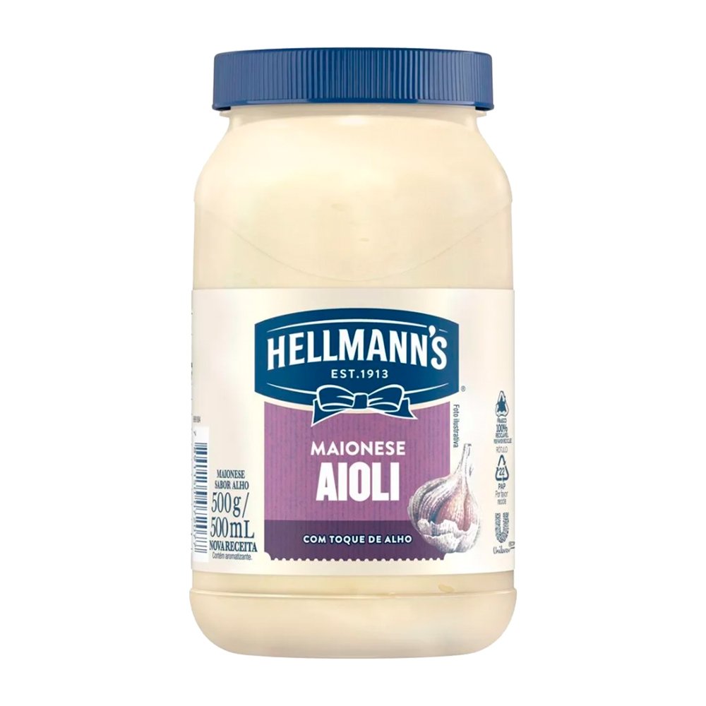 Maionese Hellmann¿s Aioli 500g ¿ Embalagem com 12 Unidades
