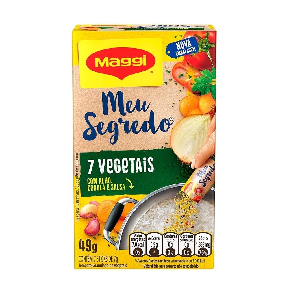 Tempero Maggi Meu Segredo 7 Vegetais 49g - Embalagem com 42 Unidades