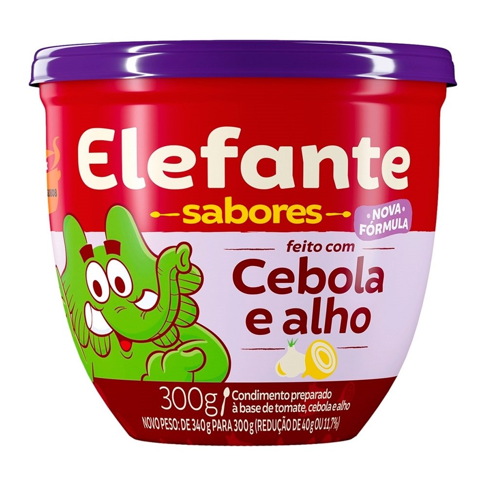 Extrato Elefante Sabores Cebola e Alho Pote 300g - Embalagem com 24 Unidades