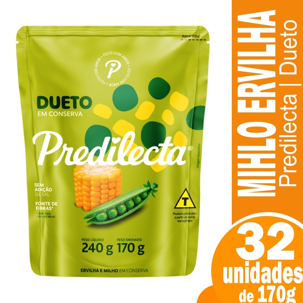 Dueto Milho/Ervilha Predilecta 170g Embalagem com 32 Unidades