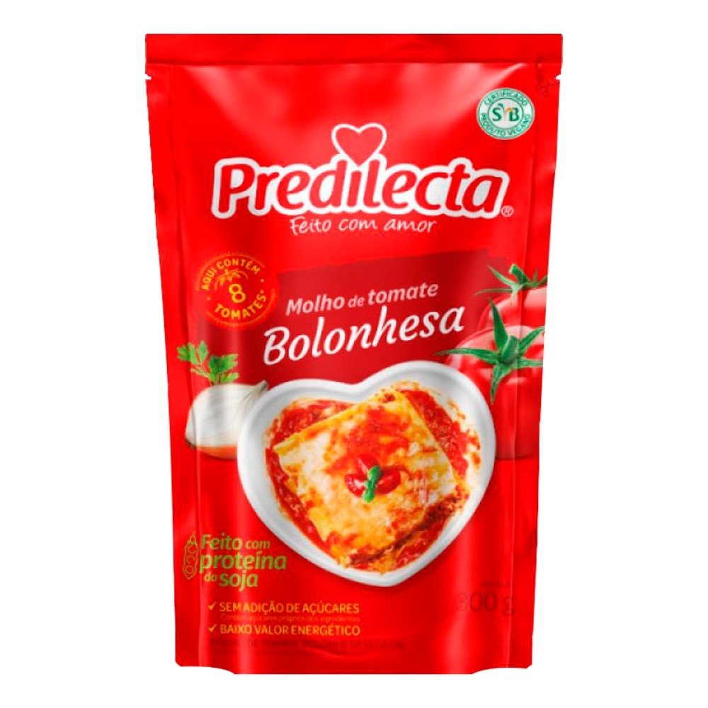 Molho de Tomate Predilecta Bolonhesa 300g Embalagem com 32 Unidades