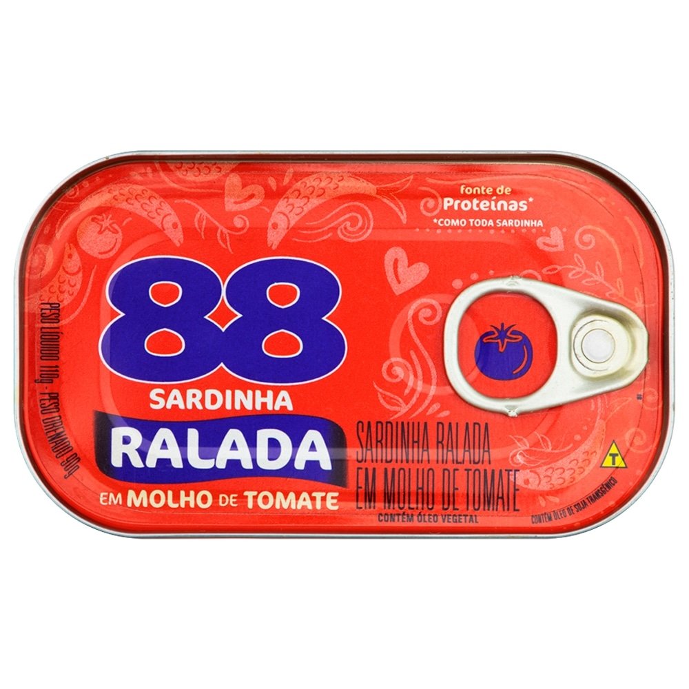 Sardinha 88 Ralada em Molho de Tomate 110g - Embalagem com 50 Unidades