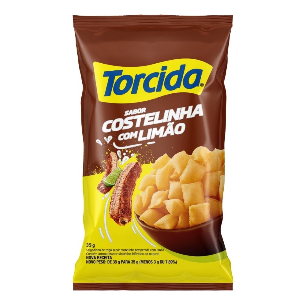 Salgadinho Torcida Costelinha com Limão 35g - Embalagem com 26 Unidades