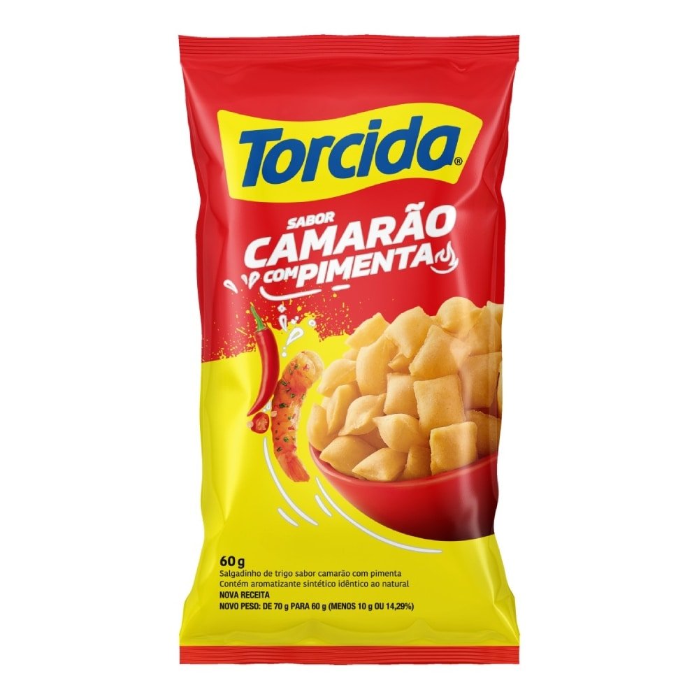 Salgadinho Torcida Camarão com Pimenta 60g - Embalagem com 24 Unidades