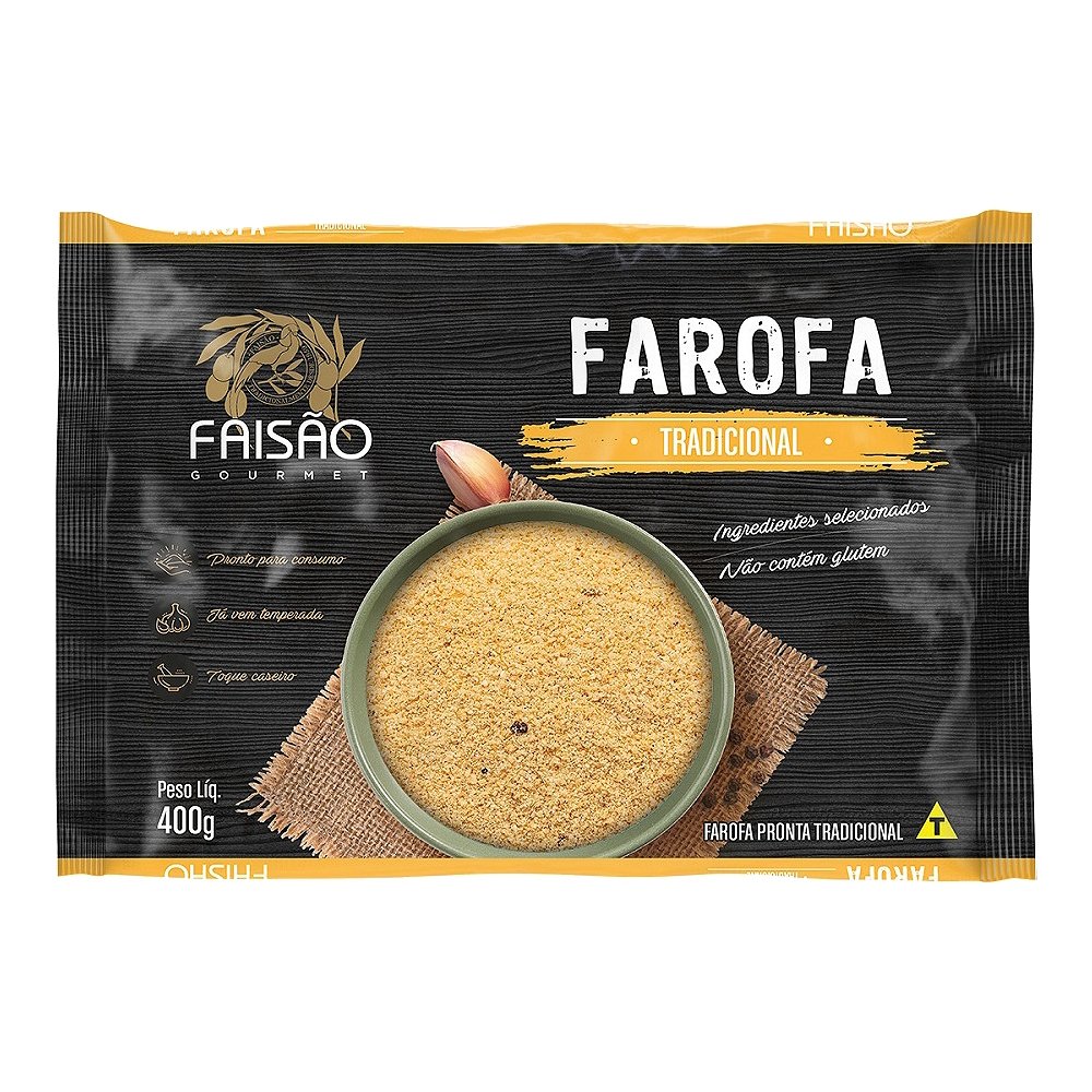 Farofa Pronta Faisão Tradicional 400g - Embalagem com 24 Unidades