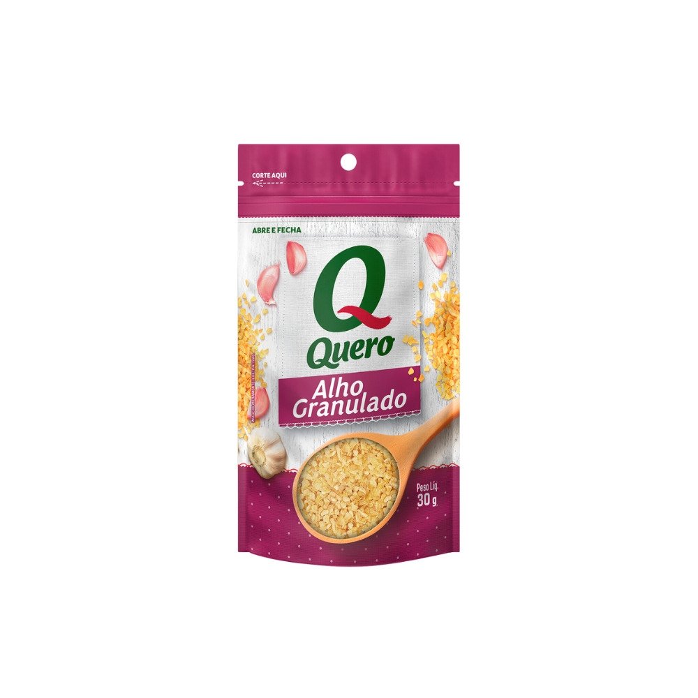 Alho Granulado Quero 30g - Embalagem com 24 Unidades