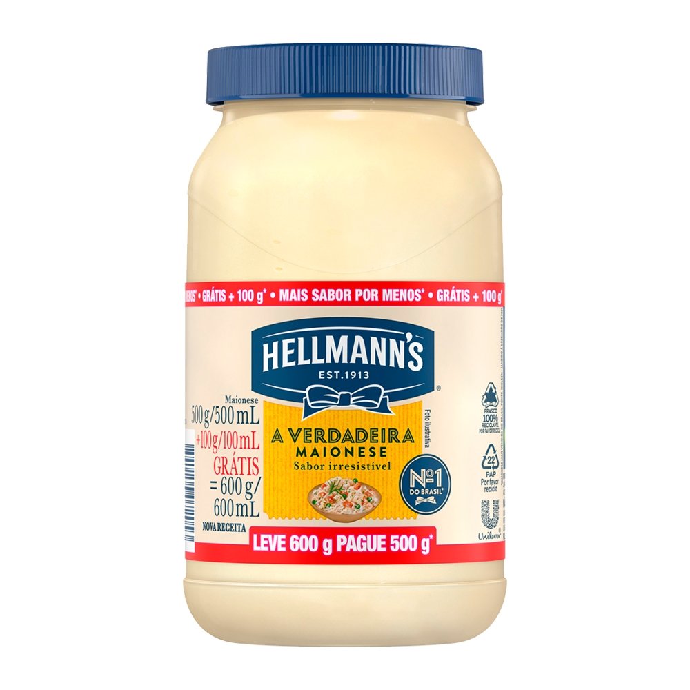 Maionese Hellmann¿s 600g Leve Mais Pague Menos - Embalagem com 12 Unidades