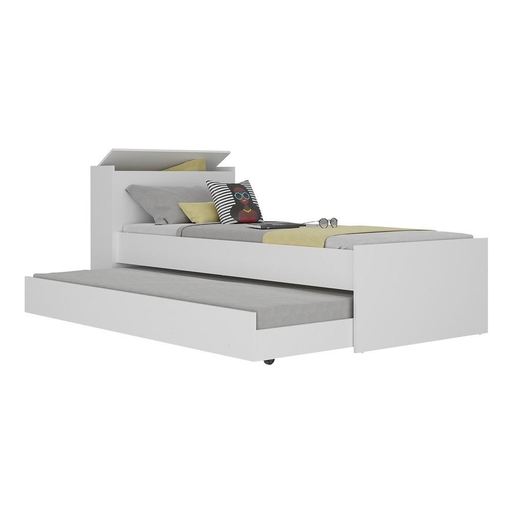 Bicama com Bau Embutido para colchao 78 x 188 cm Multimoveis Branca
