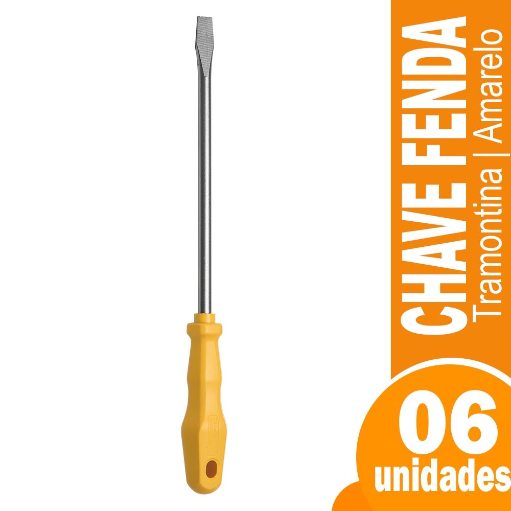 Chave Fenda Tramontina Cabo Amarelo 3/8 8P 41500/051 - Embalagem com 6 Unidades
