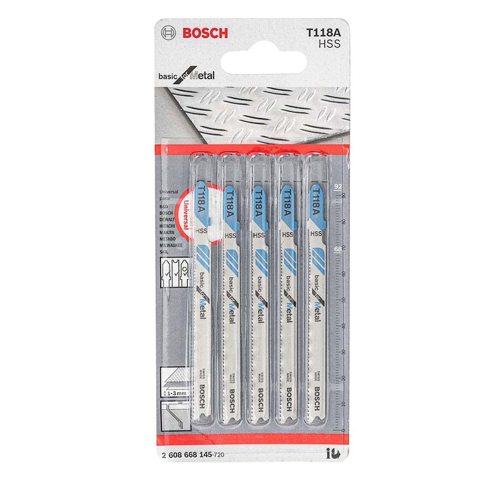 Lâmina Bosch Serra Tico Tico Bosch T118A para Metal - Embalagem com 5 Unidades