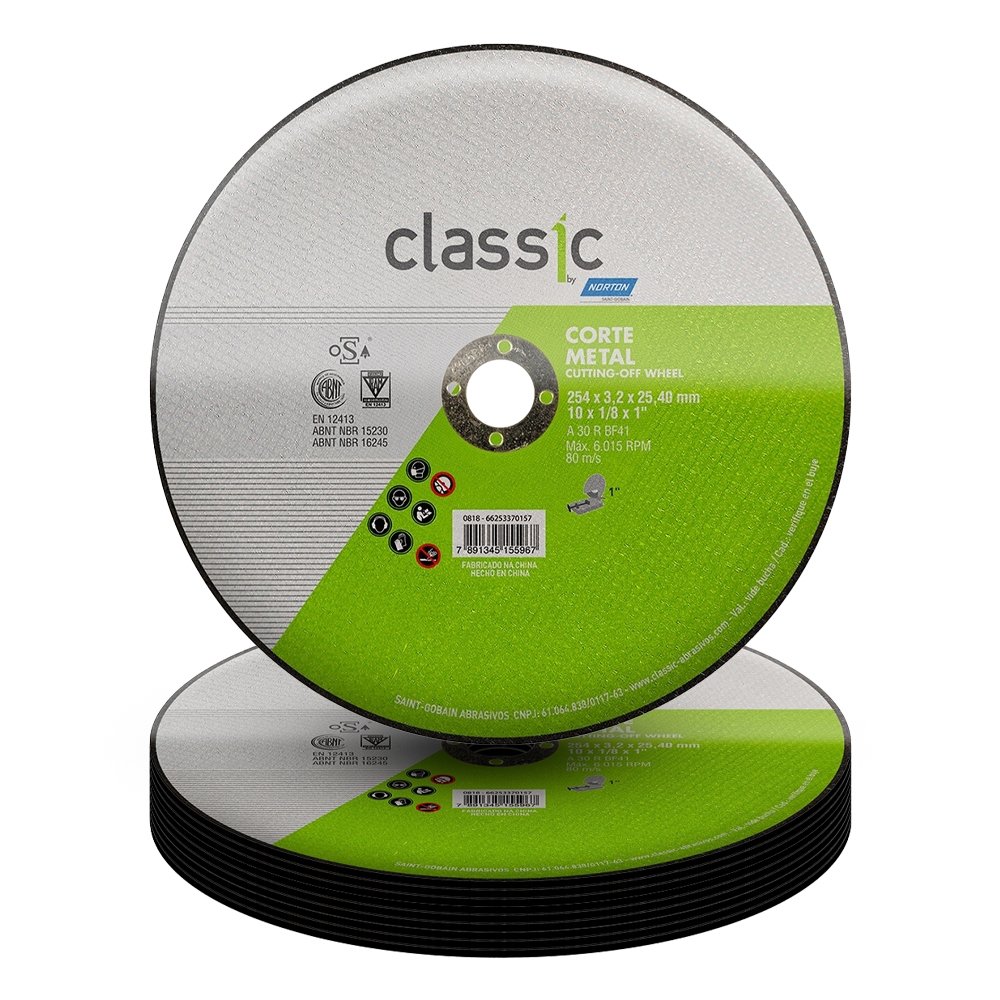 10 Discos de Corte Norton AR302 Classic 10P 254X3,2X25,4mm