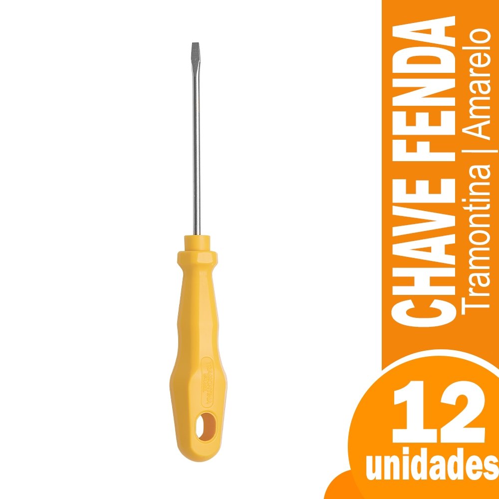 Chave Fenda Tramontina 1/8x3P 41500010 Cabo Amarelo - Embalagem com 12 Unidades