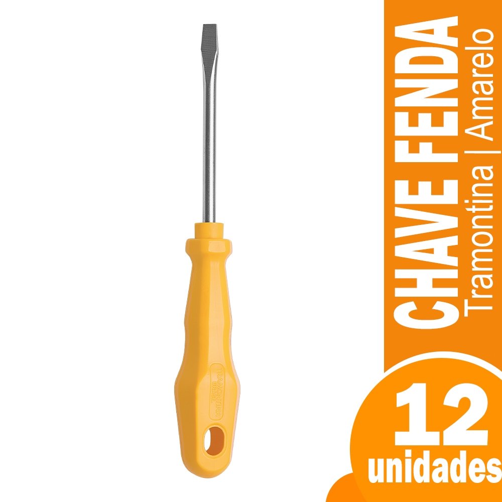 Chave Fenda Tramontina 3/16x3P 41500020 Cabo Amarelo - Embalagem com 12 Unidades