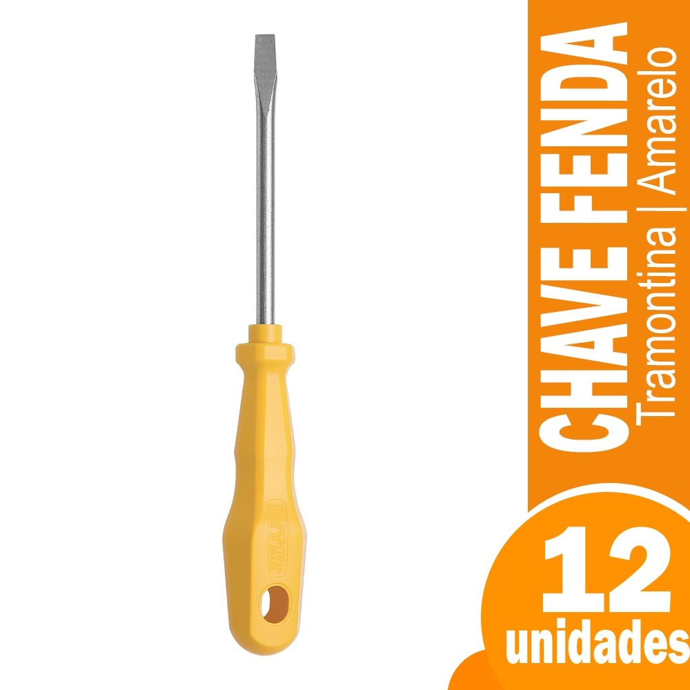 Chave Fenda Tramontina 1/4x4 41500030 Cabo Amarelo - Embalagem com 12 Unidades