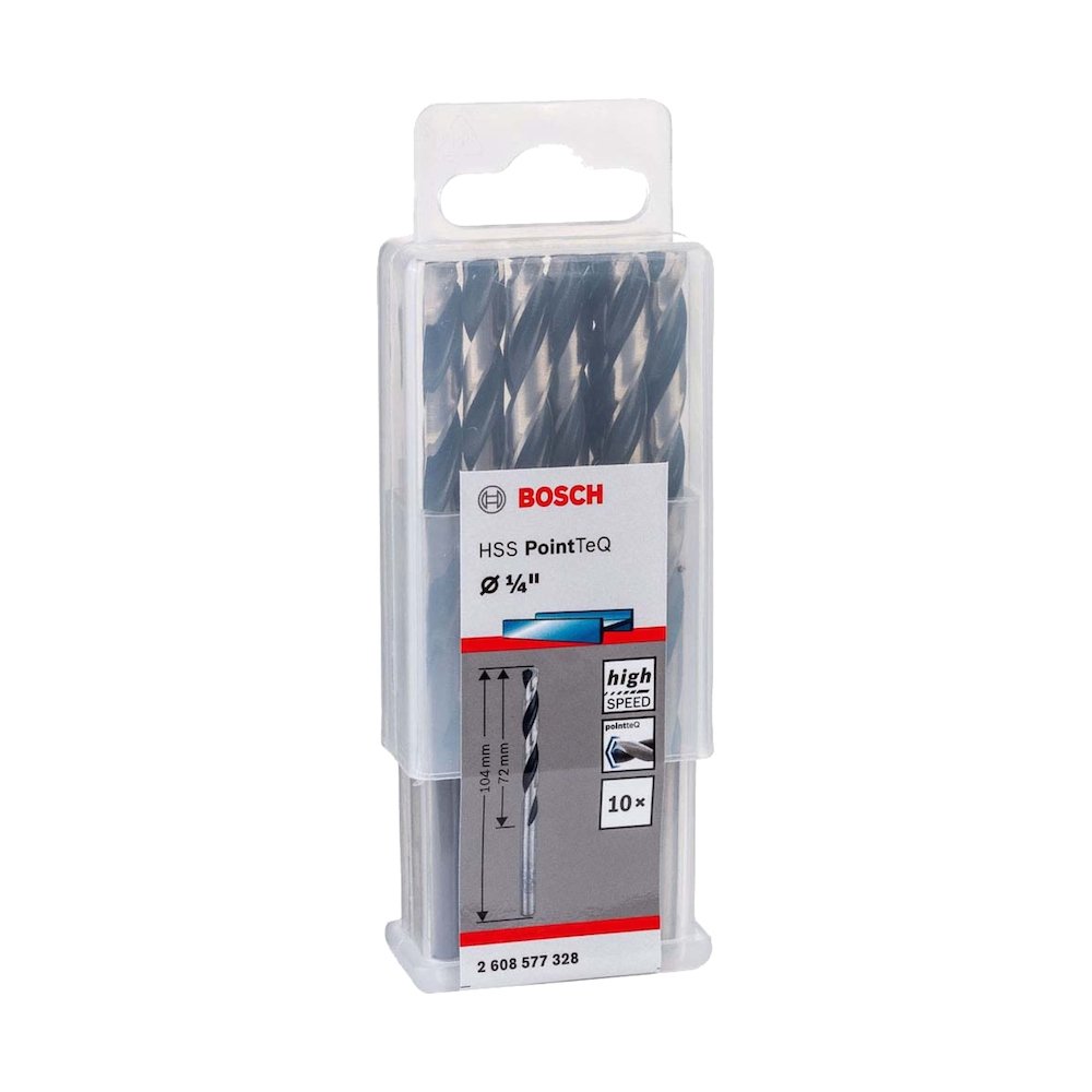 Broca de Aço Rápido Bosch HSS PointTeQ 1/4P Embalagem com 10 Unidades