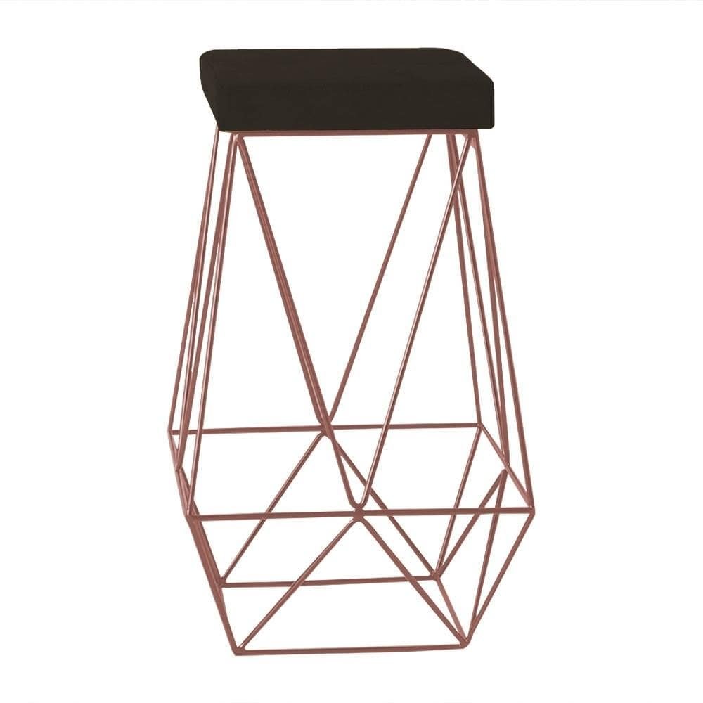 Banqueta Decorativa Kathy Base Bronze Suede Marrom G41 - Gran Belo
