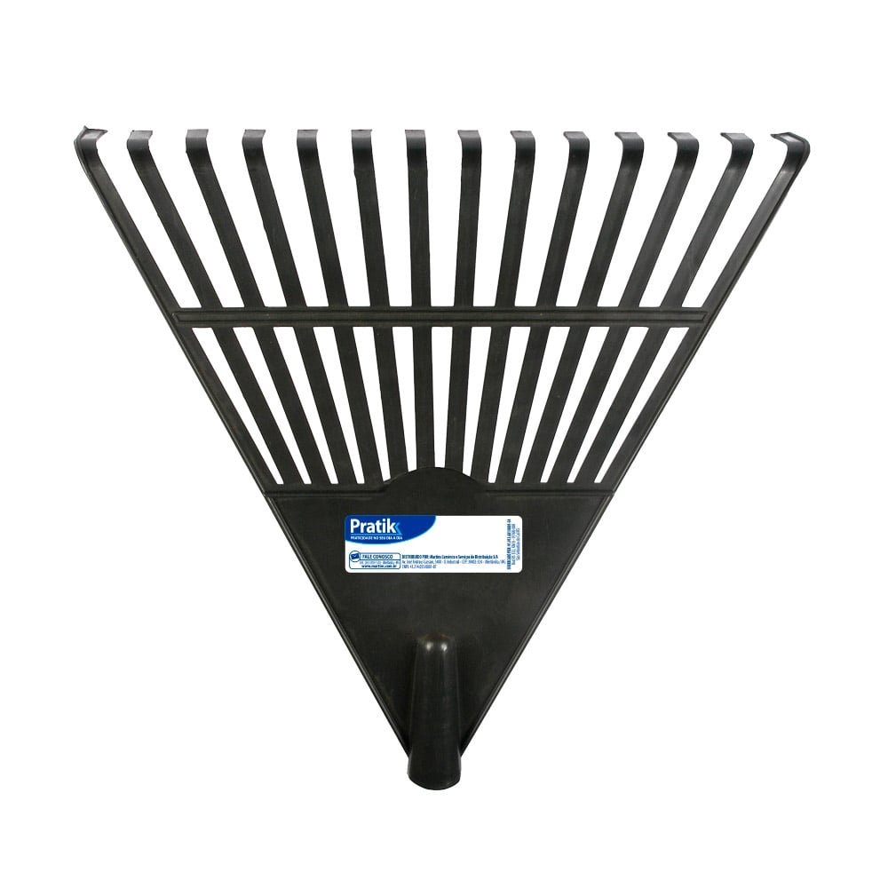 Vassoura para Jardim Pratik Plástica 14 Dentes Preta com Cabo 1,2m - Embalagem com 6 Unidades