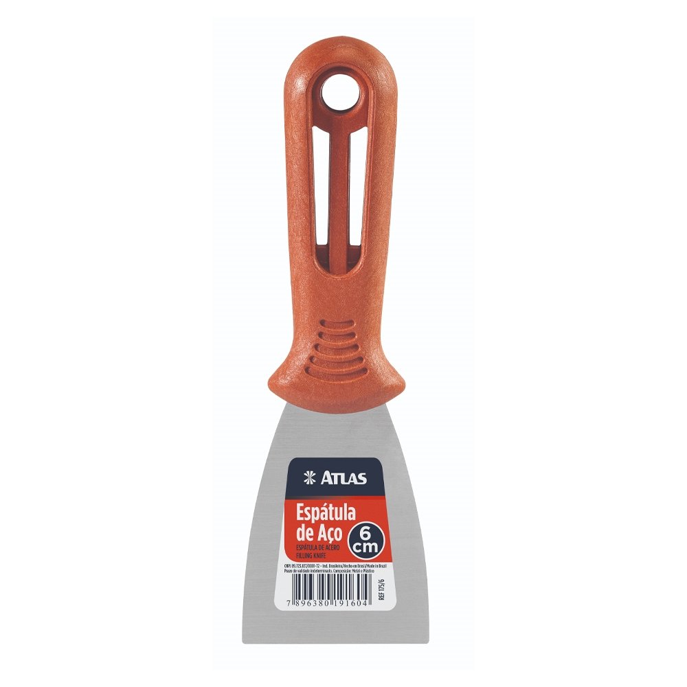 Espátula Aço Carbono Atlas 175/6 6cm - Embalagem com 12 Unidades
