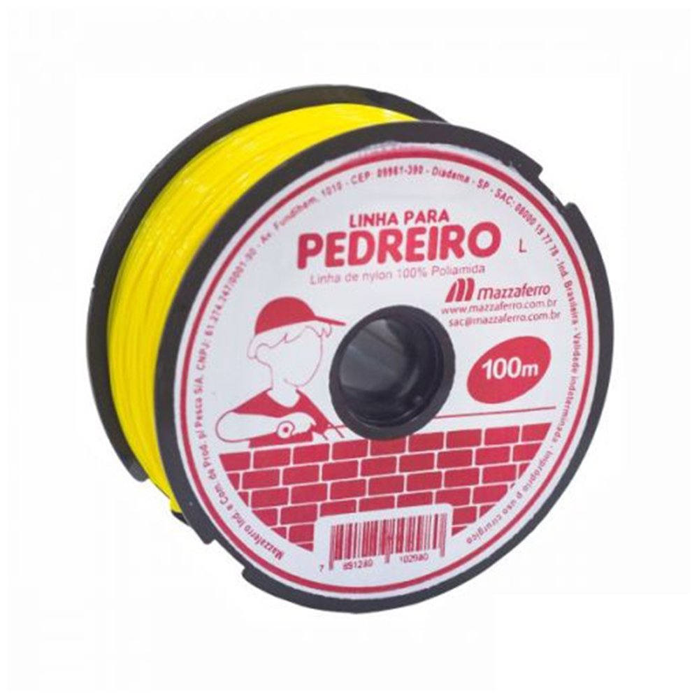 Linha Pedreiro Mazzaferro Lisa Amarelo 8mm x 100m - Embalagem com 10 Unidades