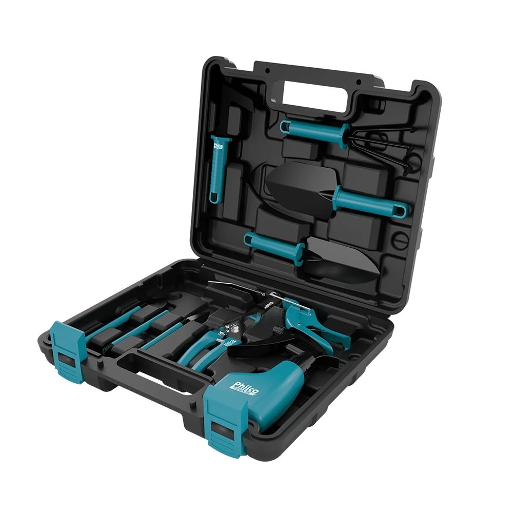 Kit Jardinagem Philco PKJ10 Com Maleta Preto/Azul - 10 Peças