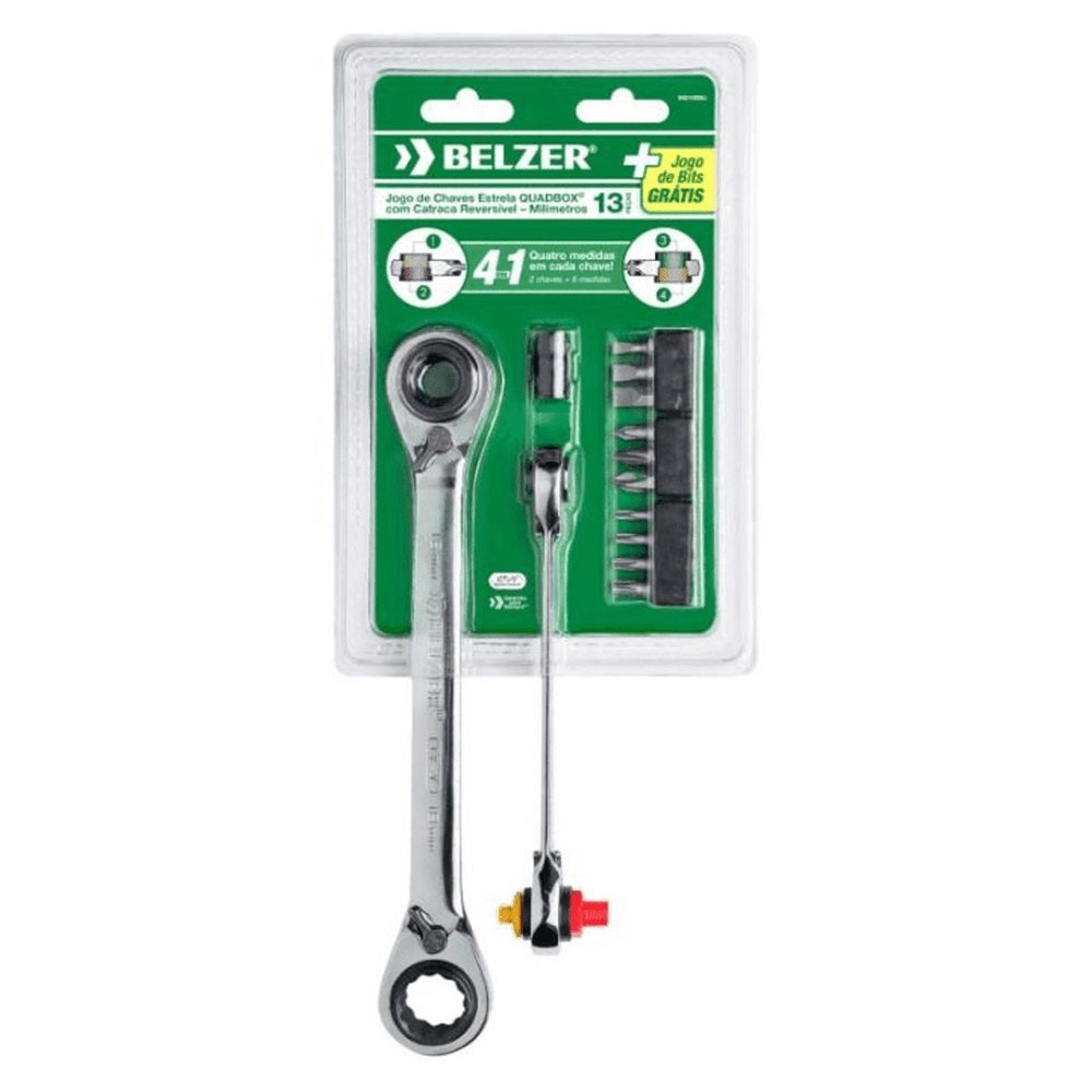 Jogo de Chave Quadbox Belzer com Bits 8-19mm 13 Peças