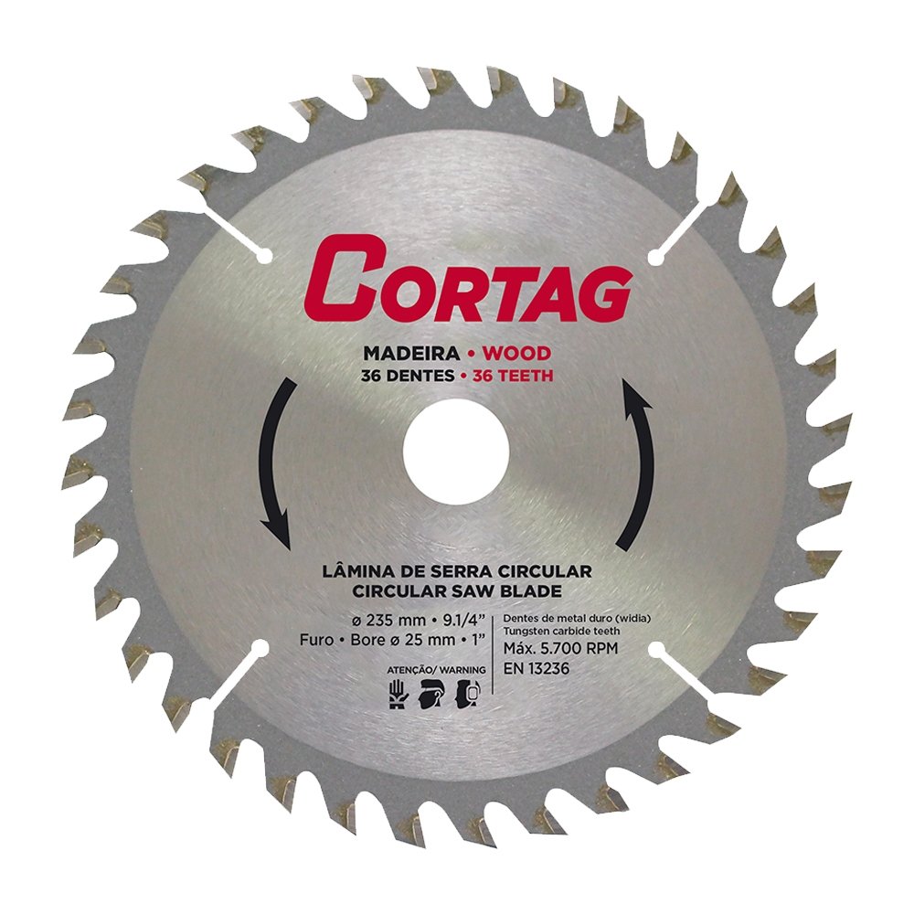 Disco de Serra Circular Cortag - Para Madeira 235mm 36 Dentes