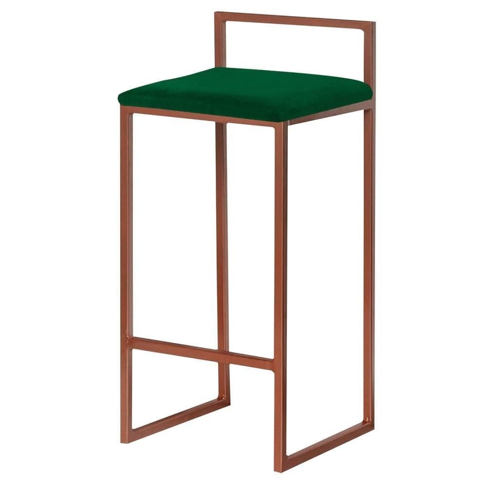 Banqueta Decorativa Jasmine Base Bronze Suede Verde G41 - Gran Belo