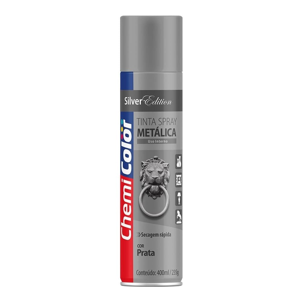 Tinta Spray Chemicolor Metálica Prata 400ml