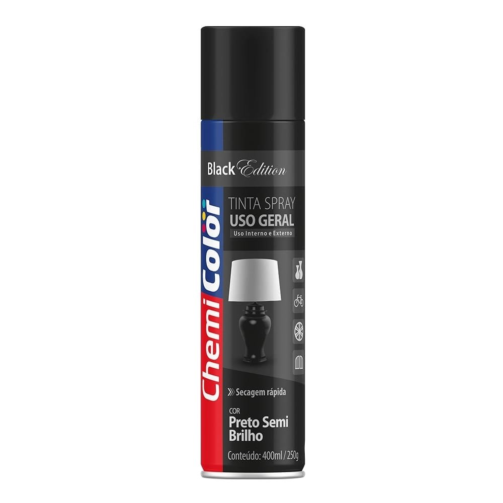 Tinta Spray Chemicolor Uso Geral Preto Semi Brilho 400ml