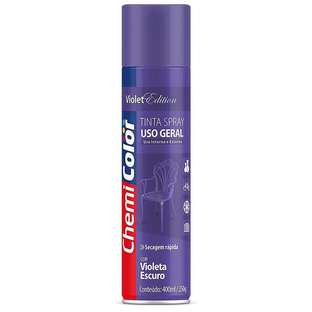 Tinta Spray Uso Geral Violeta Escuro/Roxo 400ml - Chemicolor