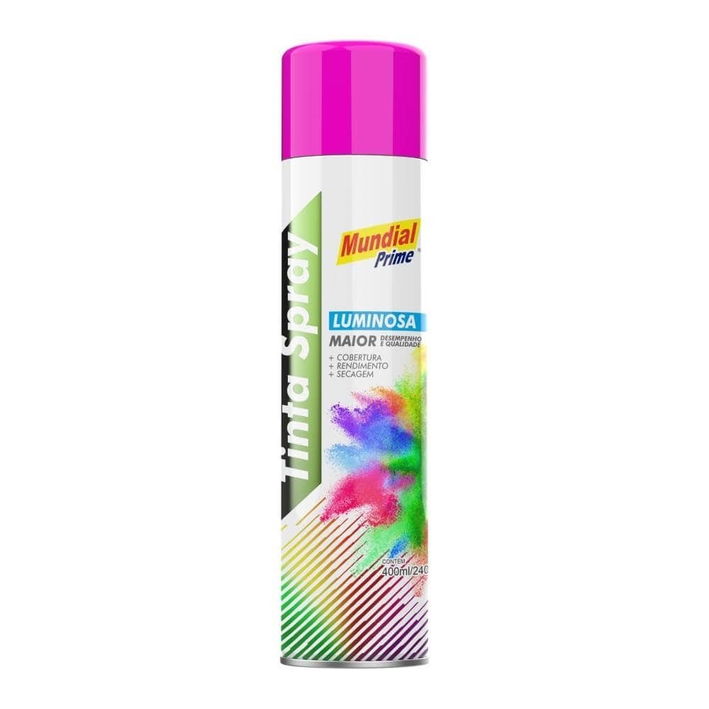 Tinta Spray Mundial Prime Luminosa Pink 400ml