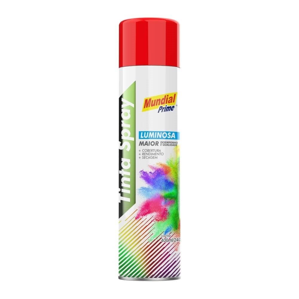 Tinta Spray Mundial Prime Luminosa Vermelho 400ml