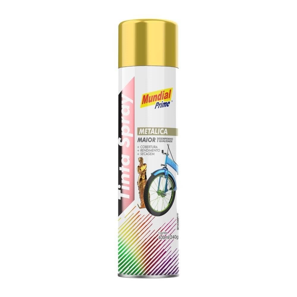 Tinta Spray Mundial Prime Metálica Ouro 400ml