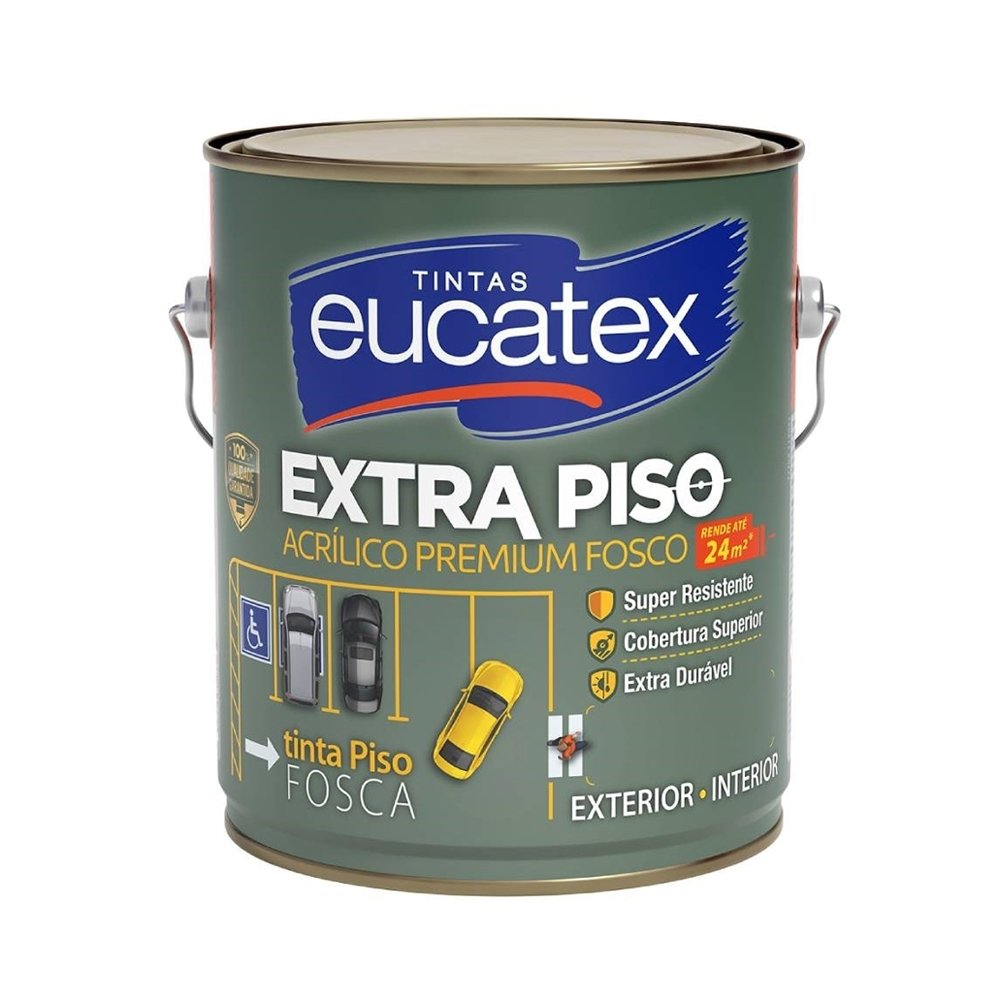Tinta para Piso Eucatex Extra Piso Acrílico Premium Vermelho Segurança Fosco 3,6L