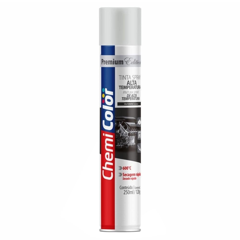 Tinta Spray Chemicolor Alta Temperatura Branco Fosco 250ml