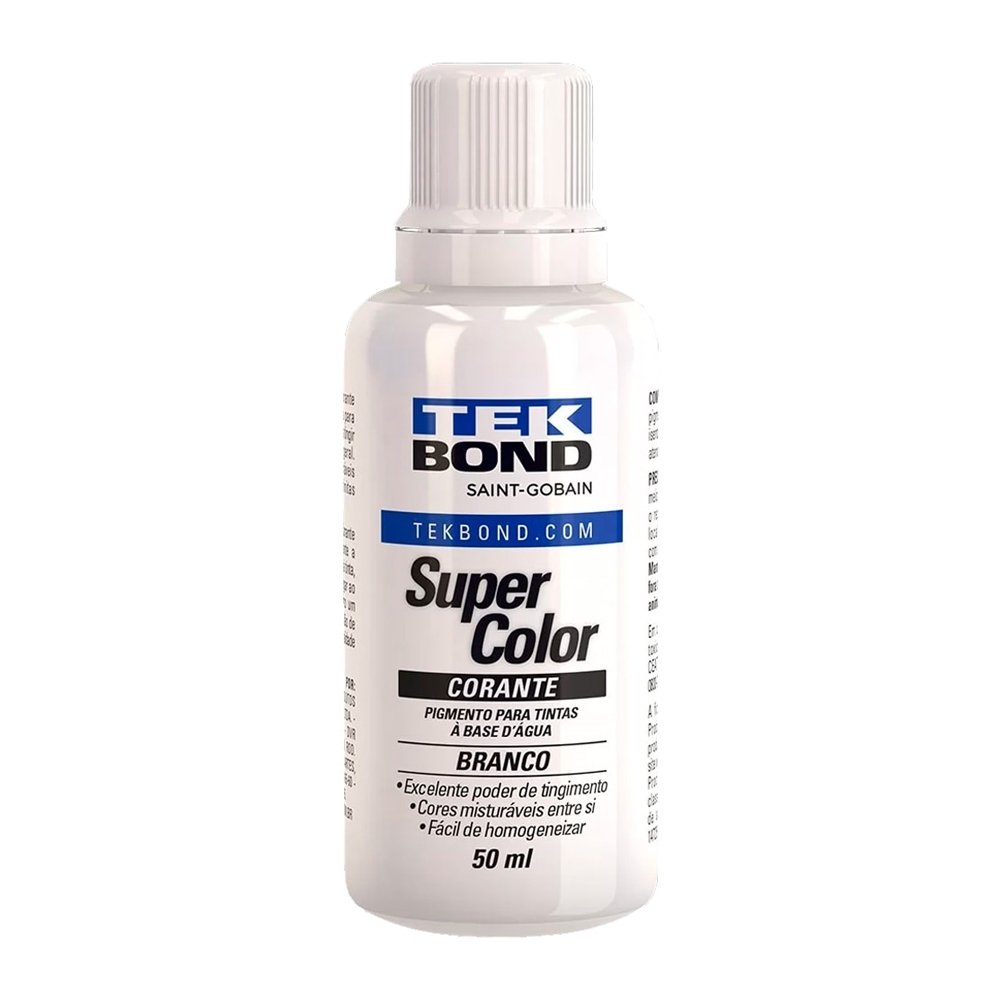 Corante Líquido Tekbond Branco 50ml - Embalagem com 12 Unidades