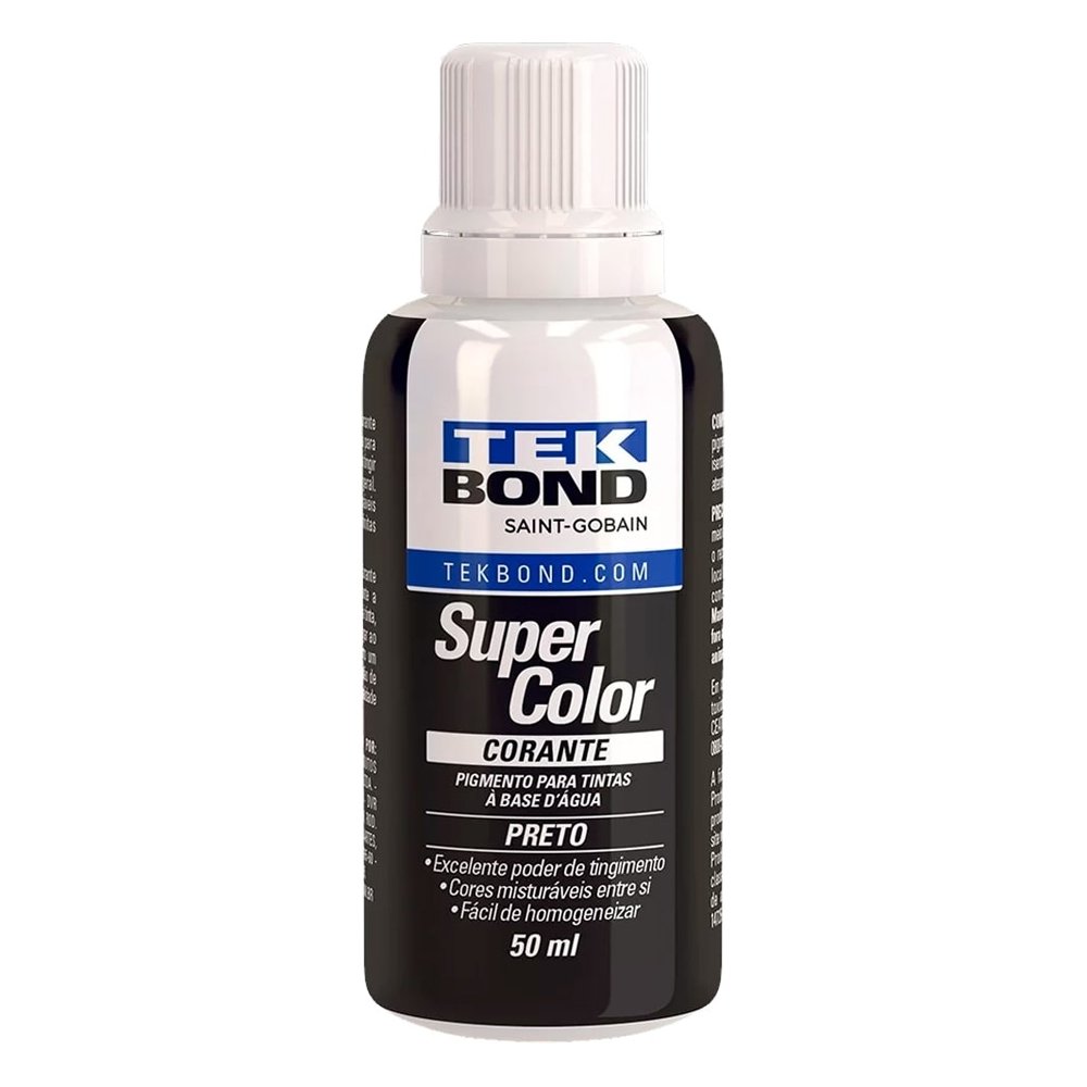 Corante Líquido Tekbond Preto 50ml - Embalagem com 12 Unidades