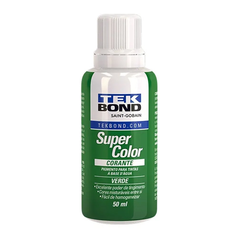 Corante Líquido Tekbond Verde 50ml - Embalagem com 12 Unidades