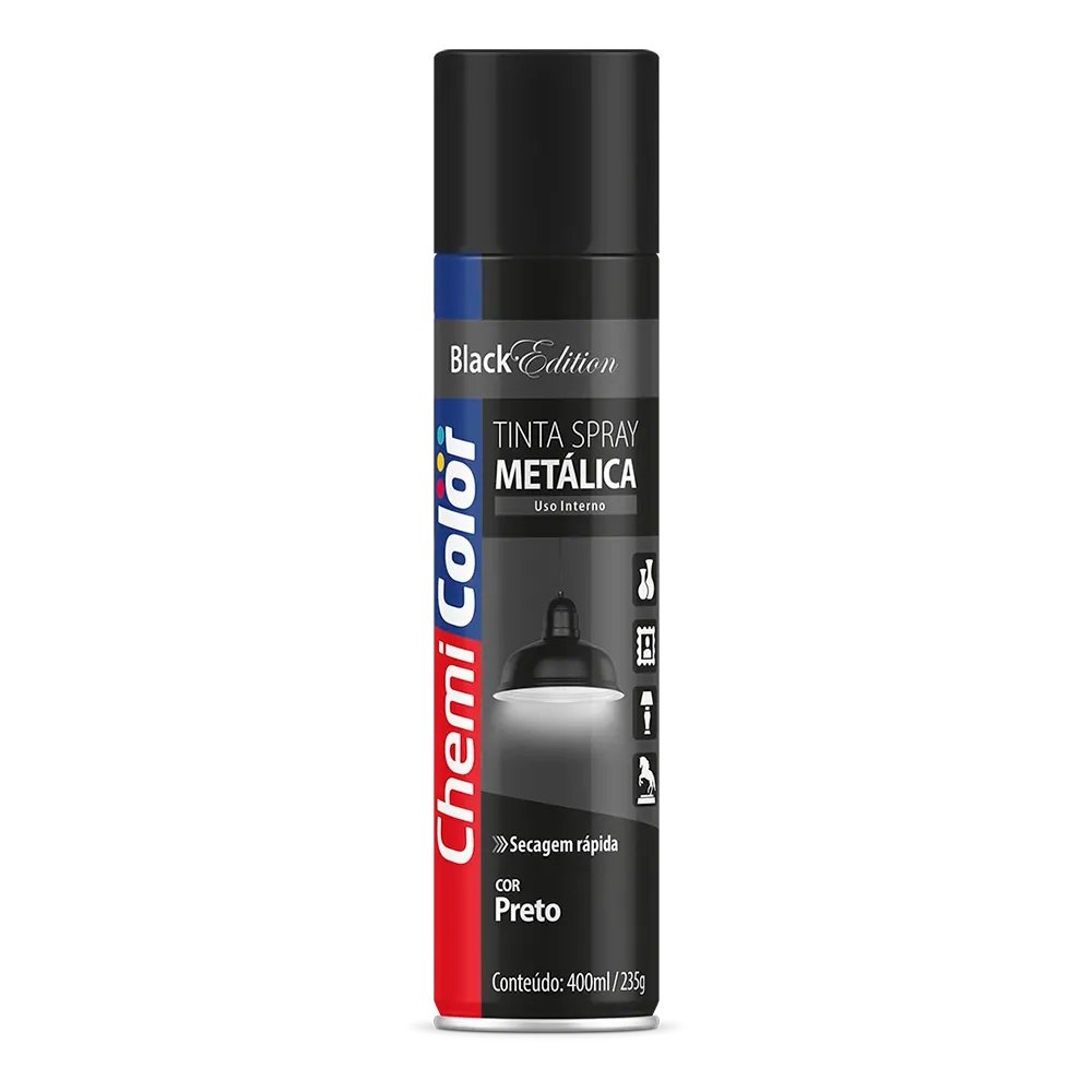 Tinta Spray Chemicolor Metálica Preto 250ml