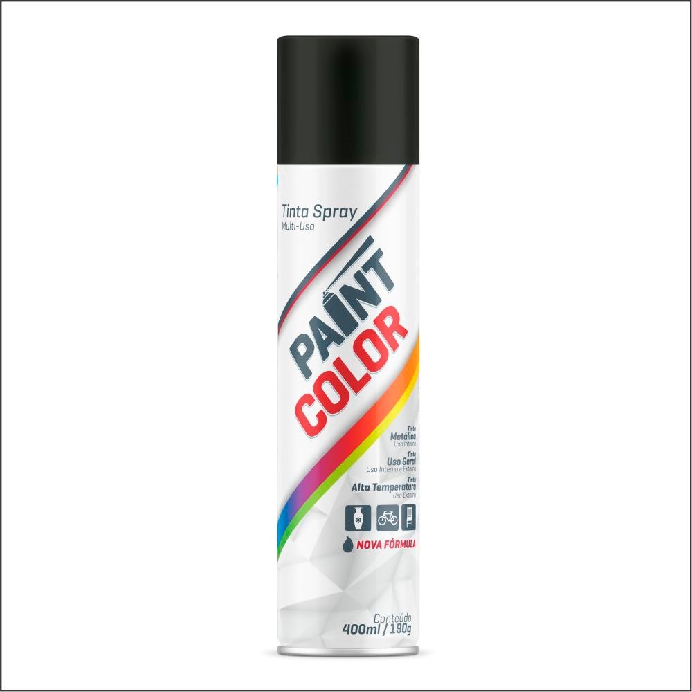 Tinta Spray Paintcolor Alta Temperatura Preto Fosco 400ml