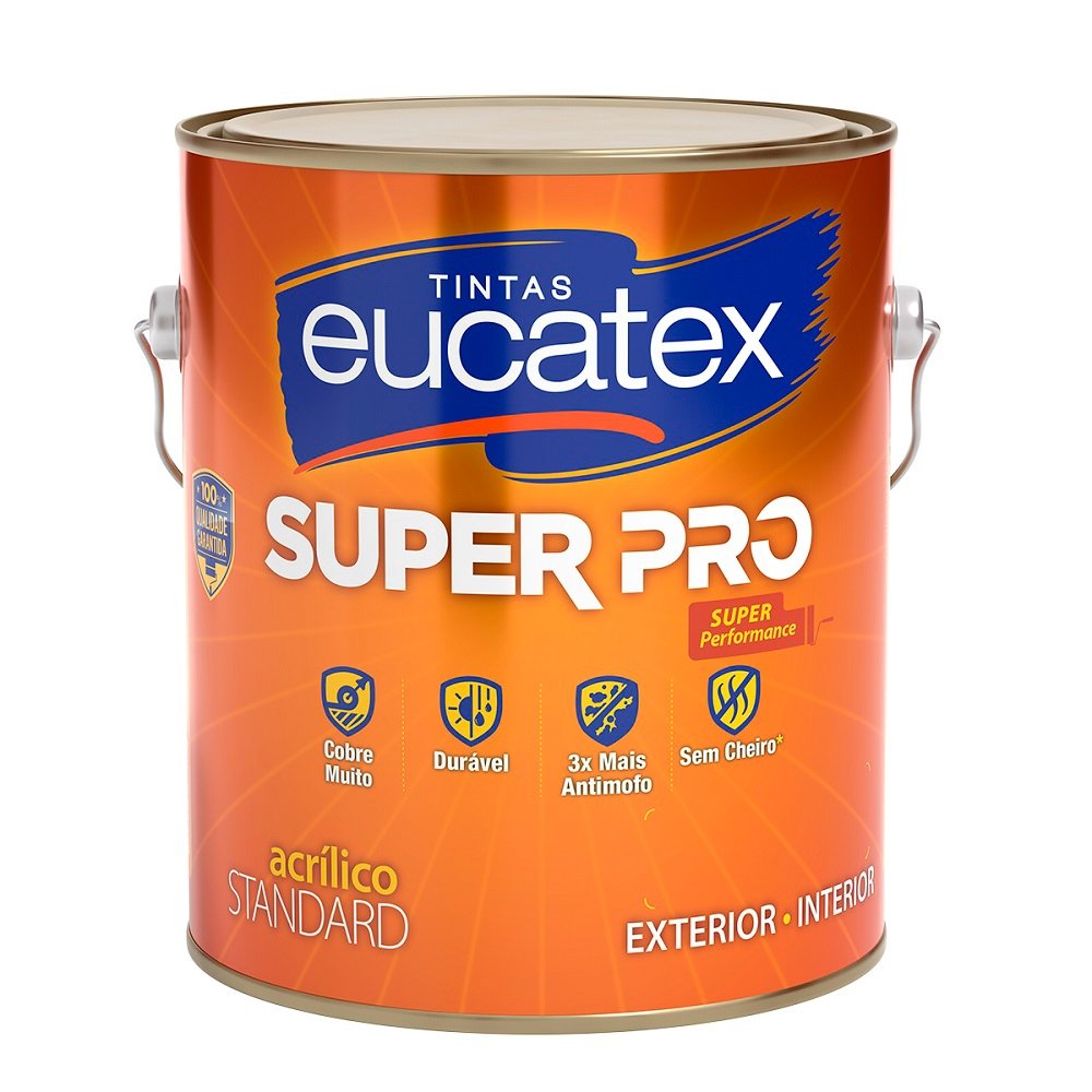 Tinta Acrílica Eucatex Branco Standard Super Pro 3,6 Litros