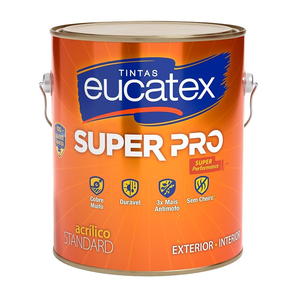 Tinta Acrílica Eucatex Azul Copacabana Standard Super Pro - 3,6 Litros