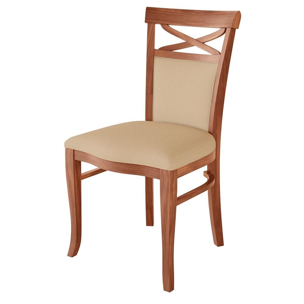 Cadeira Decorativa Sala de Jantar Minos Madeira Maciça com Puxador Poliéster Creme G42 - G